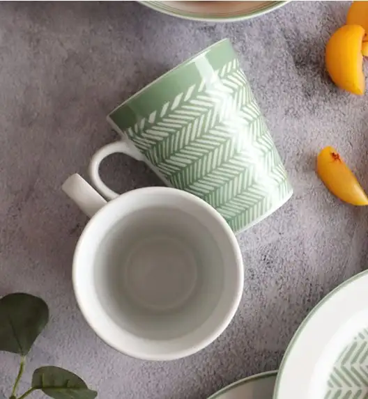 WATERSIDE SAGE HERRINGBONE Serwis obiadowo-kawowy 32 el / 8 osób / porcelana