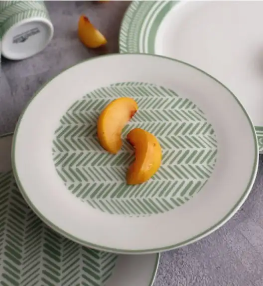 WATERSIDE SAGE HERRINGBONE Serwis obiadowo-kawowy 32 el / 8 osób / porcelana