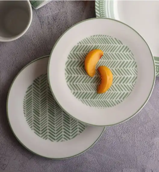 WATERSIDE SAGE HERRINGBONE Serwis obiadowo-kawowy 32 el / 8 osób / porcelana