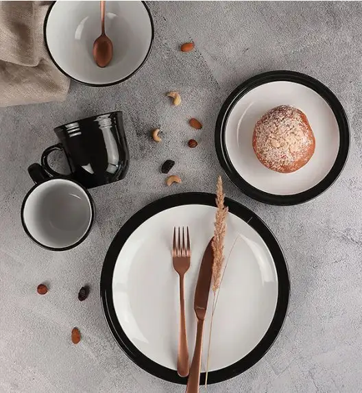 WATERSIDE CAMDEN BLACK Serwis obiadowy 16 el / 4 osób / porcelana