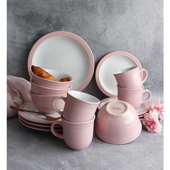 WYPRZEDAŻ! WATERSIDE CAMDEN PINK Serwis obiadowy 16 el / 4 osób / porcelana