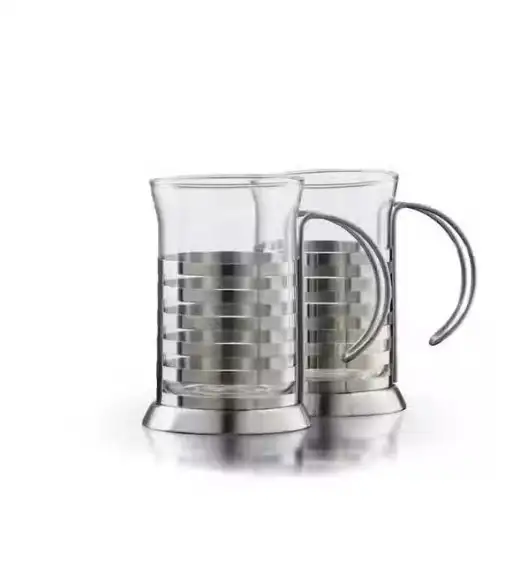 BORAL PRESSO Szklanki 250 ml do herbaty / kawy w koszykach | szkło borokrzemowe