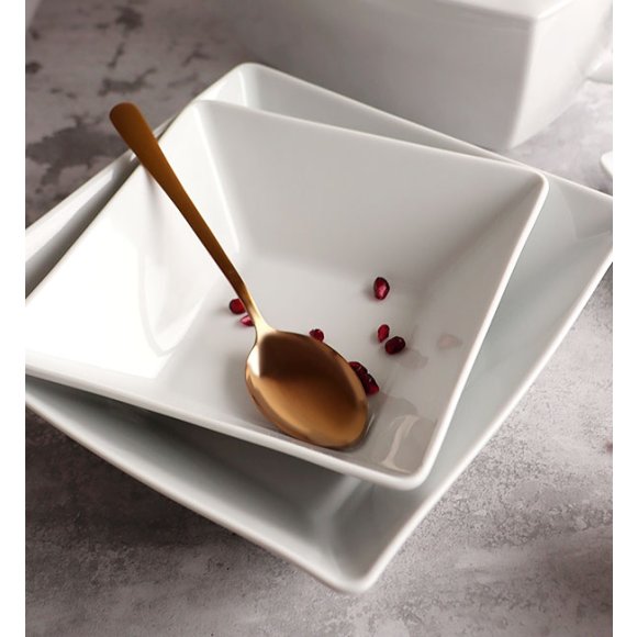 LUBIANA CLASSIC Serwis obiadowy 6 osób / 24 elementy | biała porcelana kwadrat