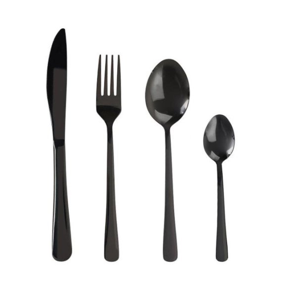 AMBITION MADENI BLACK Komplet sztućców czarnych 16 el dla 4 osób w pudełku