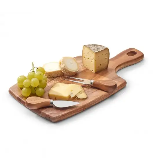 WYPRZEDAŻ! ZELLER Zestaw do serwowania sera 3 elementy / drewno akacjowe