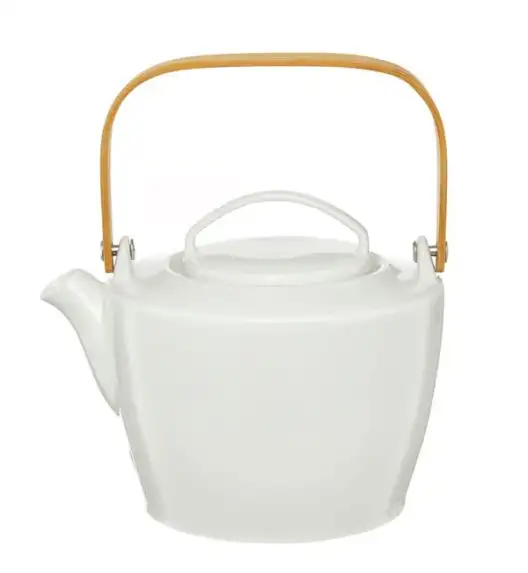 AMBITION NATURAL Dzbanek do kawy i herbaty 1,1 l / porcelana + drewno bambusowe