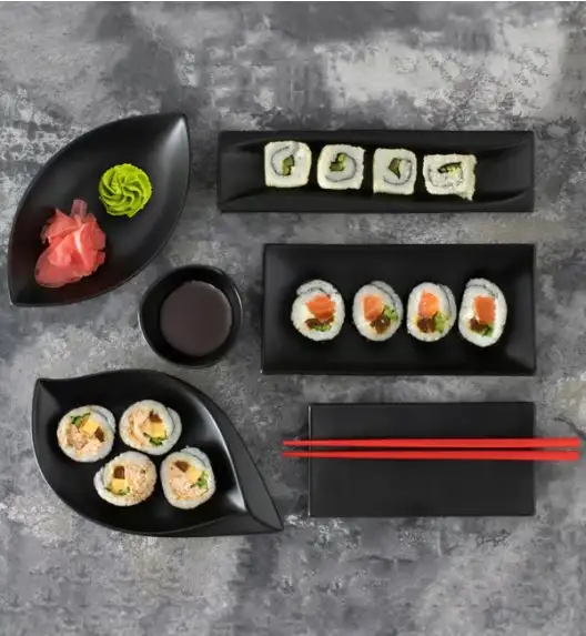 AMBITION SALSA Półmisek fala 26 x 10 cm / czarna porcelana