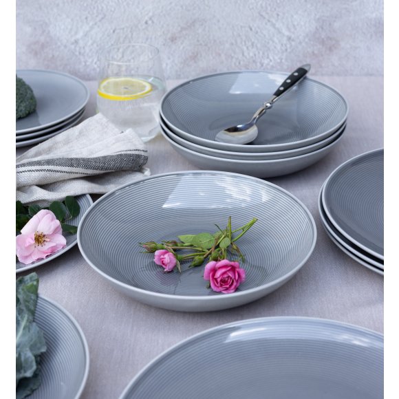 LUBIANA ETO MODERN K1 OPK Serwis obiadowy szary 18 el / 6 osób / porcelana ręcznie malowana