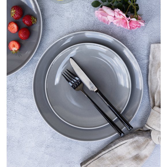 LUBIANA ETO MODERN K1 OPK Serwis obiadowy szary 18 el / 6 osób / porcelana ręcznie malowana