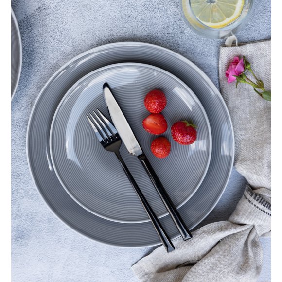 LUBIANA ETO MODERN K1 OPK Serwis obiadowy szary 18 el / 6 osób / porcelana ręcznie malowana