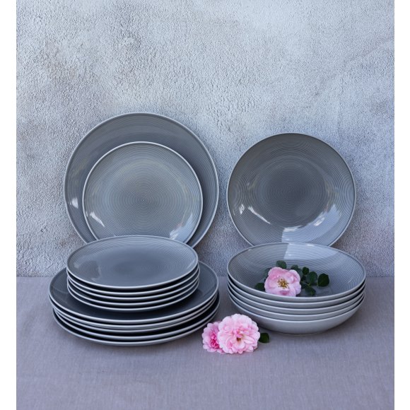 LUBIANA ETO MODERN K1 OPK Serwis obiadowy szary 18 el / 6 osób / porcelana ręcznie malowana