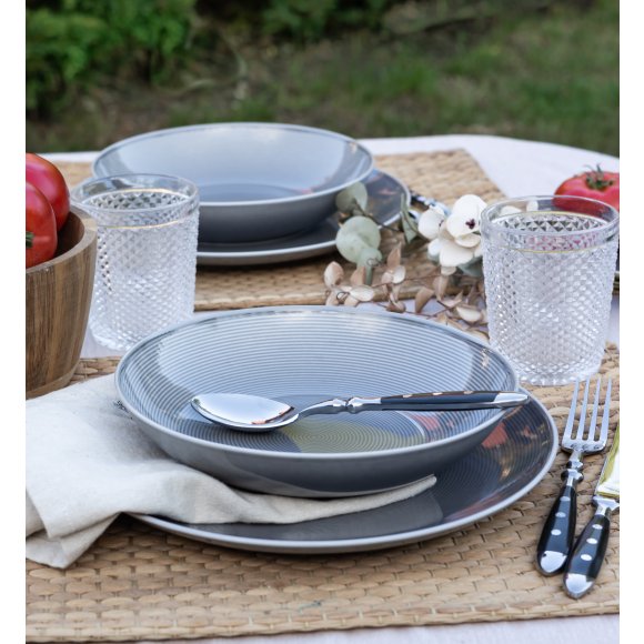 LUBIANA ETO MODERN K1 OPK Serwis obiadowy szary 18 el / 6 osób / porcelana ręcznie malowana