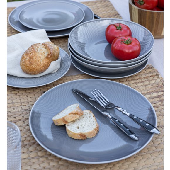 LUBIANA ETO MODERN K1 OPK Serwis obiadowy szary 18 el / 6 osób / porcelana ręcznie malowana