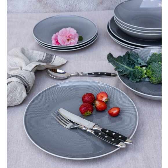 LUBIANA ETO MODERN K1 OPK Serwis obiadowy szary 18 el / 6 osób / porcelana ręcznie malowana
