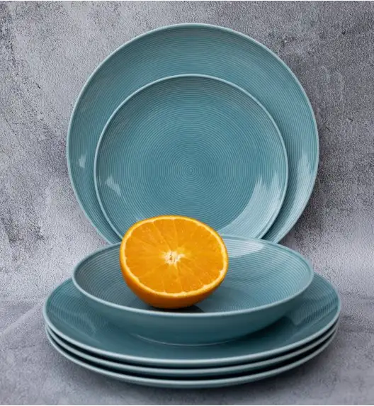 LUBIANA ETO MODERN K6 OPK Serwis obiadowy / niebieski 18 el / 6 osób / porcelana ręcznie malowana