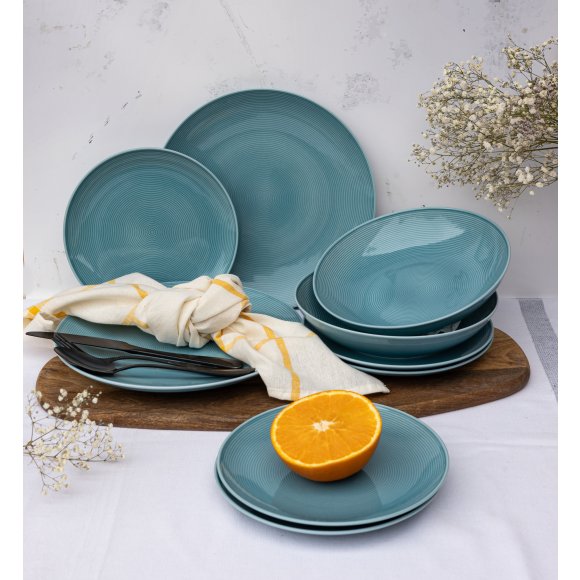 LUBIANA ETO MODERN K6 OPK Serwis obiadowy / niebieski 18 el / 6 osób / porcelana ręcznie malowana