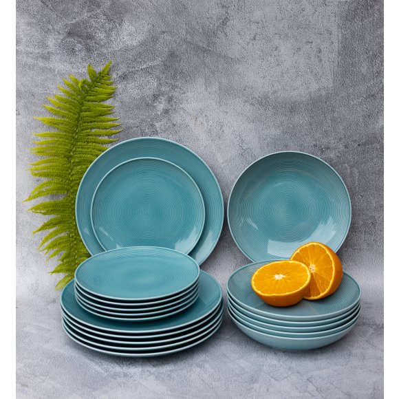 LUBIANA ETO MODERN K6 OPK Serwis obiadowy / niebieski 36 el / 12 osób / porcelana ręcznie malowana