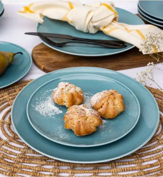 LUBIANA ETO MODERN K6 OPK Serwis obiadowy / niebieski 36 el / 12 osób / porcelana ręcznie malowana