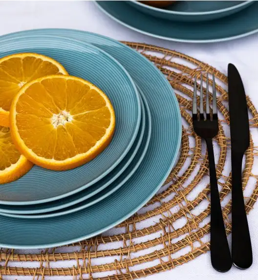 LUBIANA ETO MODERN K6 OPK Serwis obiadowy / niebieski 36 el / 12 osób / porcelana ręcznie malowana