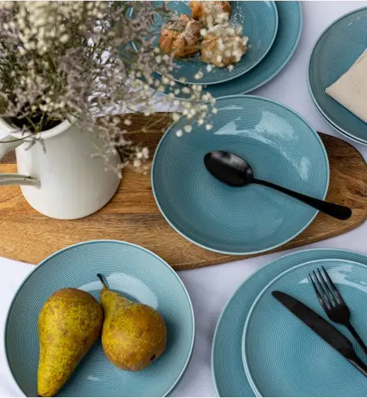 LUBIANA ETO MODERN K6 OPK Serwis obiadowy / niebieski 54 el / 18 osób / porcelana ręcznie malowana