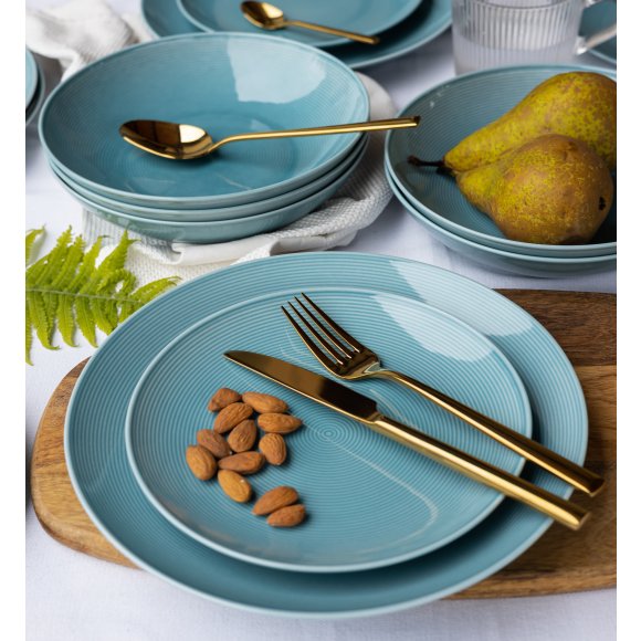LUBIANA ETO MODERN K6 OPK Serwis obiadowy / niebieski 54 el / 18 osób / porcelana ręcznie malowana