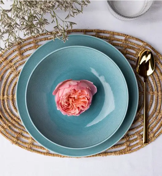 LUBIANA ETO MODERN K6 OPK Serwis obiadowy / niebieski 54 el / 18 osób / porcelana ręcznie malowana