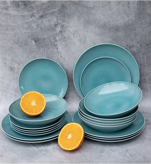 LUBIANA ETO MODERN K6 OPK Serwis obiadowy / niebieski 54 el / 18 osób / porcelana ręcznie malowana