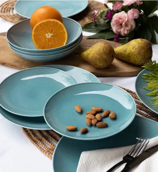 LUBIANA ETO MODERN K6 OPK Serwis obiadowy / niebieski 72 el / 24 osób / porcelana ręcznie malowana