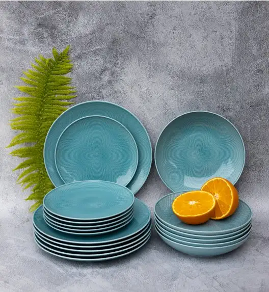 LUBIANA ETO MODERN K6 OPK Serwis obiadowy / niebieski 72 el / 24 osób / porcelana ręcznie malowana