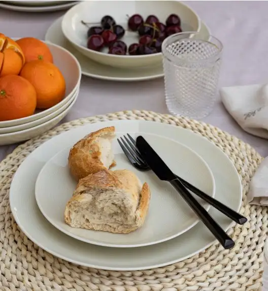 LUBIANA ETO MODERN KE00 Serwis obiadowy kremowy 18 el / 6 osób / porcelana ręcznie malowana