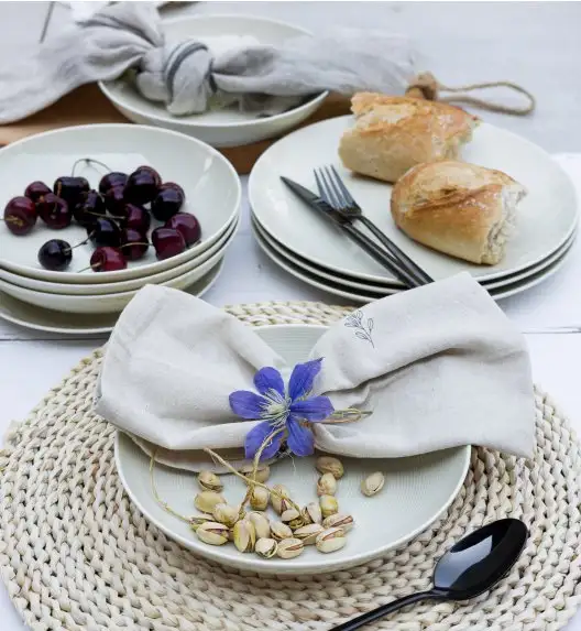 LUBIANA ETO MODERN KE00 Serwis obiadowy kremowy 18 el / 6 osób / porcelana ręcznie malowana