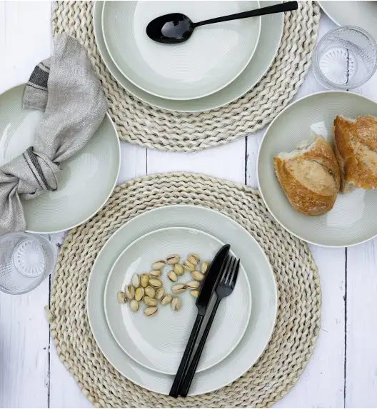 LUBIANA ETO MODERN KE00 Serwis obiadowy kremowy 18 el / 6 osób / porcelana ręcznie malowana