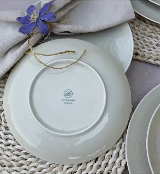 LUBIANA ETO MODERN KE00 Serwis obiadowy kremowy 18 el / 6 osób / porcelana ręcznie malowana