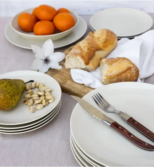 LUBIANA ETO MODERN KE00 Serwis obiadowy kremowy 18 el / 6 osób / porcelana ręcznie malowana