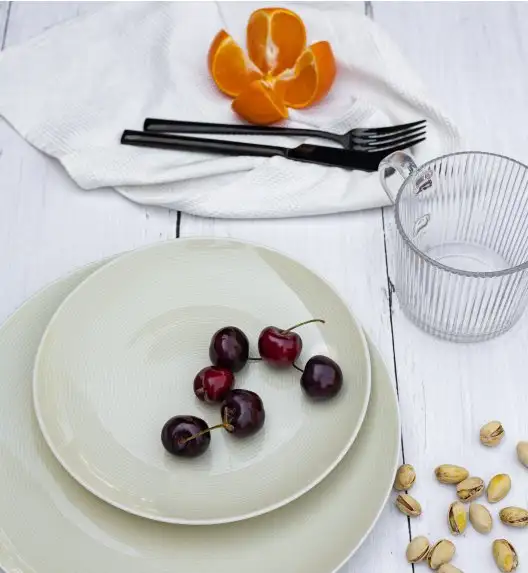 LUBIANA ETO MODERN KE00 Serwis obiadowy kremowy 18 el / 6 osób / porcelana ręcznie malowana