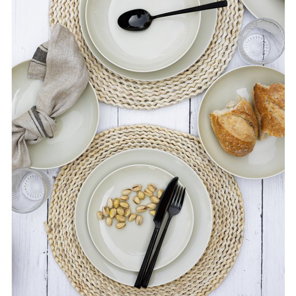 LUBIANA ETO MODERN KE00 Serwis obiadowy kremowy 18 el / 6 osób / porcelana ręcznie malowana