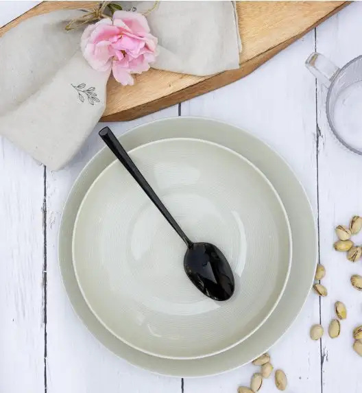 LUBIANA ETO MODERN KE00 Serwis obiadowy kremowy 36 el / 12 osób / porcelana ręcznie malowana