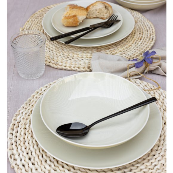 LUBIANA ETO MODERN KE00 Serwis obiadowy kremowy 72 el / 24 osoby / porcelana ręcznie malowana