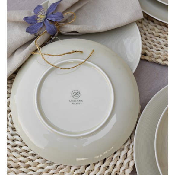 LUBIANA ETO MODERN KE00 Serwis obiadowy kremowy 72 el / 24 osoby / porcelana ręcznie malowana