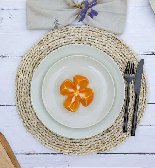 LUBIANA ETO MODERN KE00 Serwis obiadowy kremowy 72 el / 24 osoby / porcelana ręcznie malowana