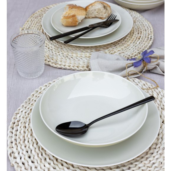 LUBIANA ETO MODERN KE00 Serwis obiadowy kremowy 72 el / 24 osoby / porcelana ręcznie malowana