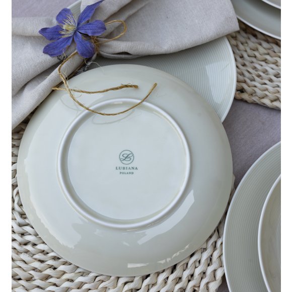 LUBIANA ETO MODERN KE00 Serwis obiadowy kremowy 72 el / 24 osoby / porcelana ręcznie malowana