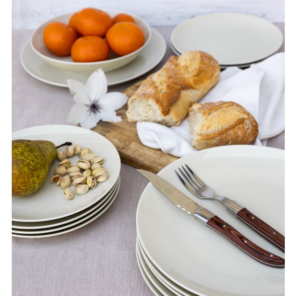 LUBIANA ETO MODERN KE00 Serwis obiadowy kremowy 72 el / 24 osoby / porcelana ręcznie malowana