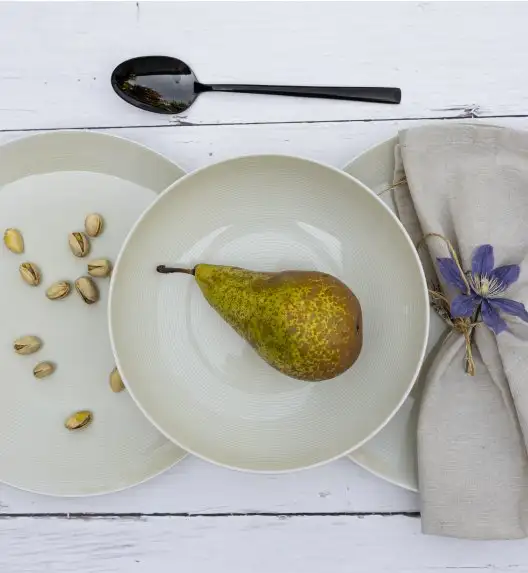 LUBIANA ETO MODERN KE00 Serwis obiadowy kremowy 72 el / 24 osoby / porcelana ręcznie malowana