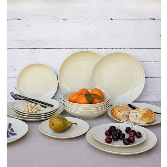 LUBIANA ETO MODERN KE00 Serwis obiadowy kremowy 72 el / 24 osoby / porcelana ręcznie malowana