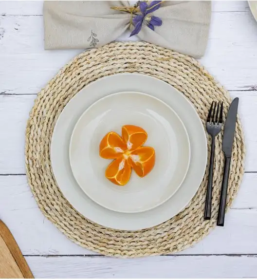 LUBIANA ETO MODERN KE00 Serwis obiadowy kremowy 72 el / 24 osoby / porcelana ręcznie malowana