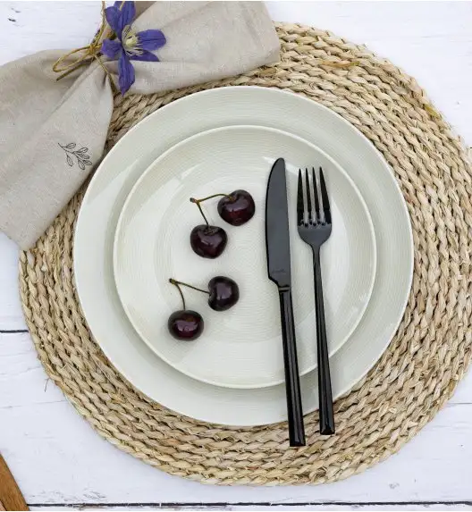 LUBIANA ETO MODERN KE00 Serwis obiadowy kremowy 72 el / 24 osoby / porcelana ręcznie malowana