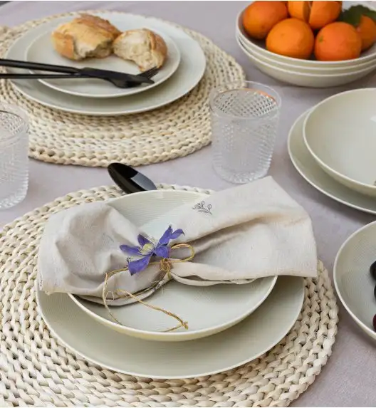 LUBIANA ETO MODERN KE00 Serwis obiadowy kremowy 72 el / 24 osoby / porcelana ręcznie malowana