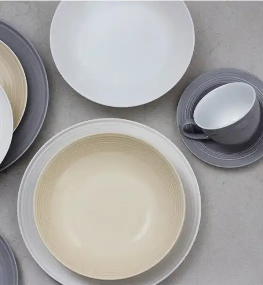 AMBITION LINEA Serwis obiadowy biały 18 elementów dla 6 osób / porcelana