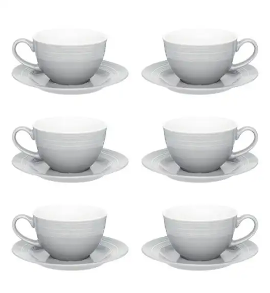 AMBITION LINEA Serwis kawowy szary 12 elementów dla 6 osób / porcelana
